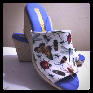 Loudmouth butterfly dragonfly wedge shoes